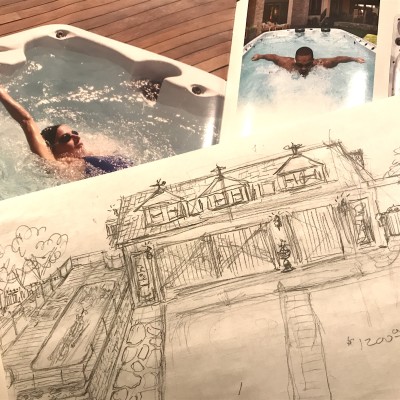 Sketch - "Exterior Design Sketch" Swim Pool and Garage Development